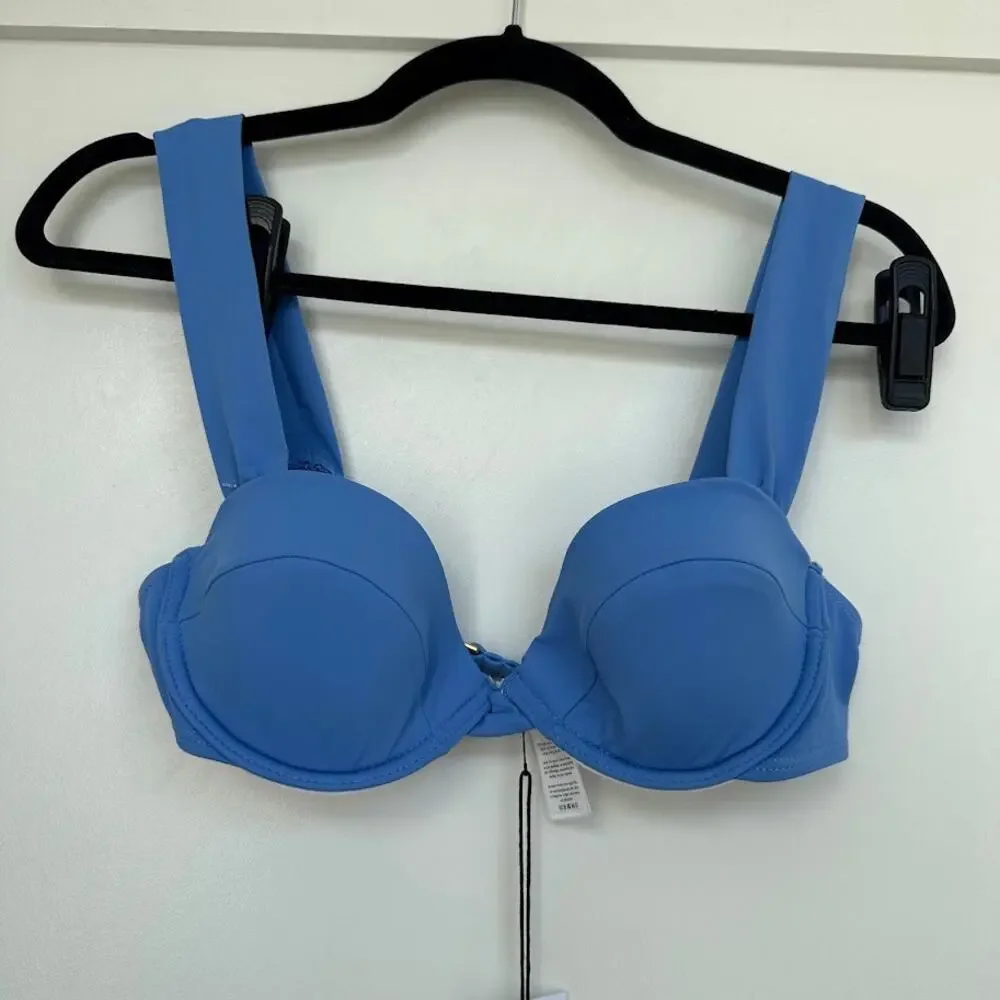 WeWoreWhat Claudia Bikini Top Blue Size L NWT Underwire